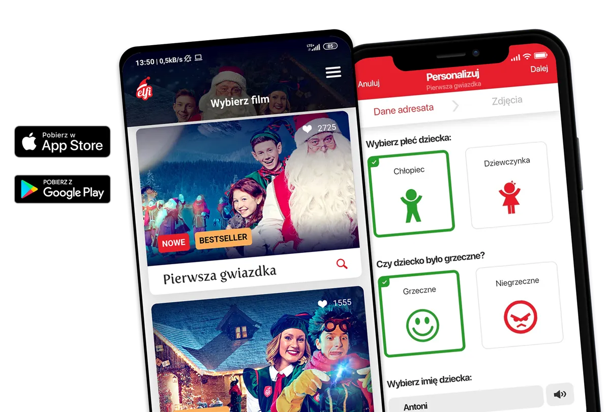 Aplikacje mobilne Elfi - podgląd ekranów
